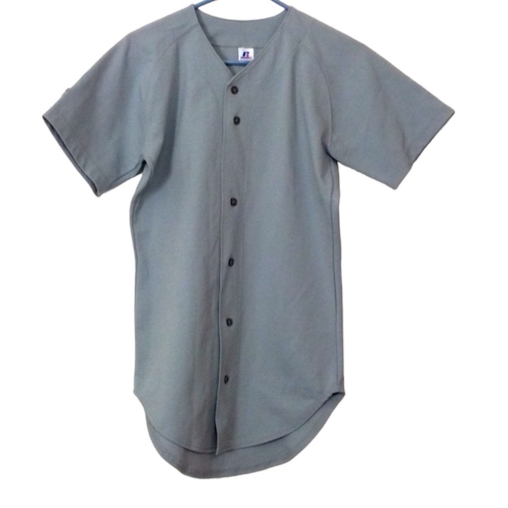 🌞 Russell Athletic basic plain gray baseball jersey boys size S